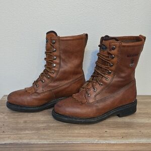 Wolverine Men's Tan Leather 8" Lace-Up Boots, Size 8EW